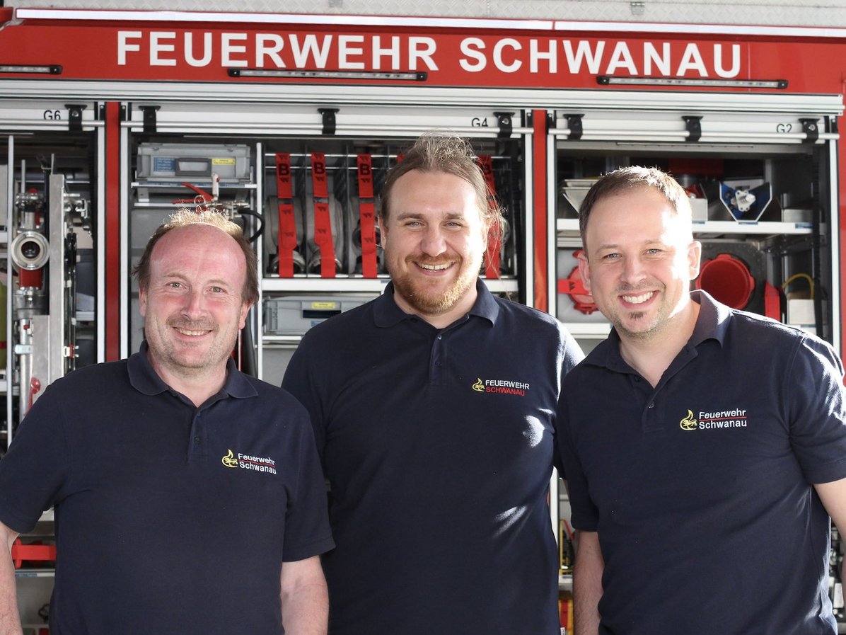 Von links Abt.- Kommandant Paul Seiler Abt.- Ottenheim, Tim Mauch Abt.- Süd und Sebastian Ribbat Abt. Allmannsweier.